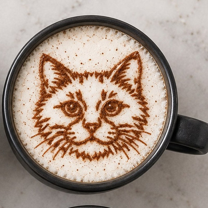 Latte with a cocoa cat design