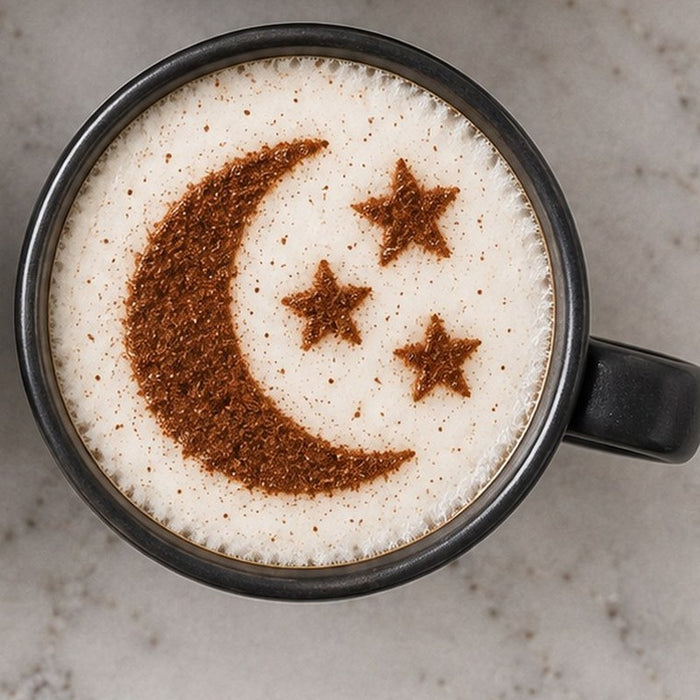 Latte with a cocoa moon design