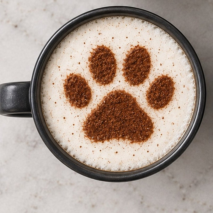 Latte with a cocoa paw design